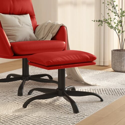 The Living Store Stolček za noge vinsko rdeč 60x60x36 cm umetno usnje - Stolček Za Noge, (21482157) Slike