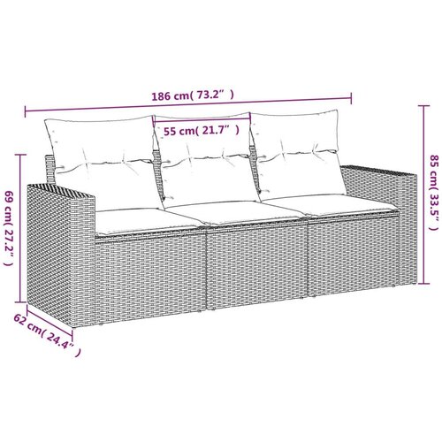 VidaXL 3-dijelni set vrtnih sofa od poliratana s jastucima bež Slike