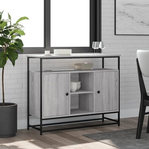  Komoda siva boja hrasta 100x35x80 cm od konstruiranog drva Slike