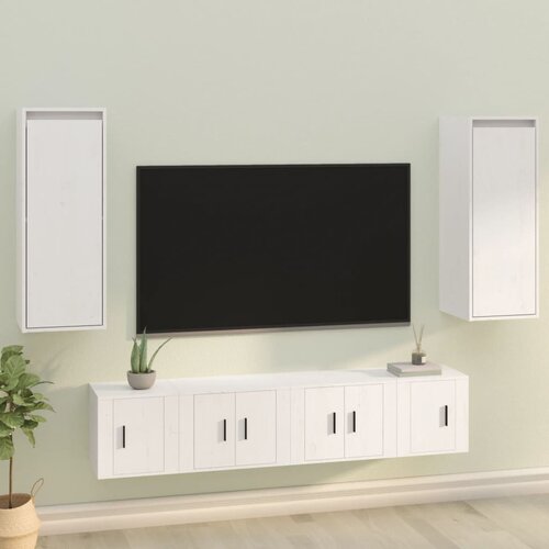  Zidni ormarići 2 kom bijeli 30 x 30 x 80 cm od masivne borovine Slike