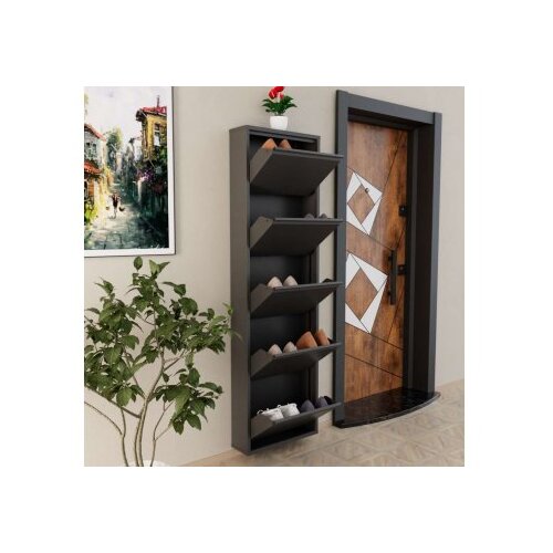 Hanah home ormar za cipele 5 piece metal anthracite Slike