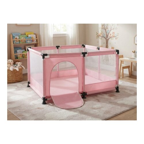 Delunaro dečija ogradica za igru sa mrežom 127x127x65 cm ( KLK2608-Pink ) Slike