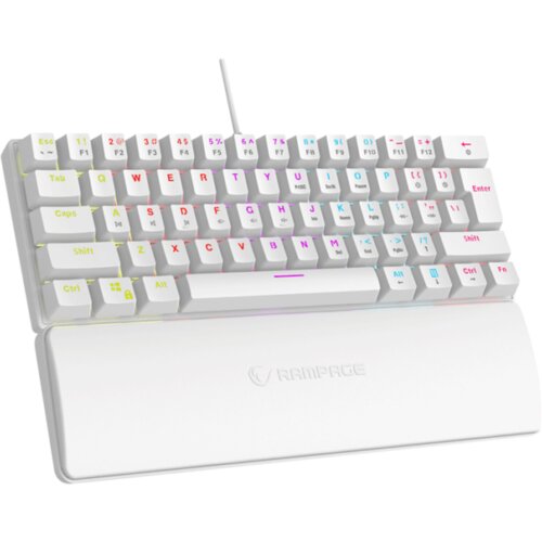  Tastatura gaming RAMPAGE PLOWER K60 White US Layout Wrist Support Blue Switch Gaming Keyboard Cijene