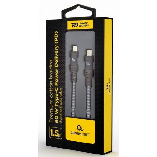 Gembird CC-USB2B-CMCM60-1.5M 60 W Type-C Power Delivery (PD) premium charging & data cable, 1.5m Cene