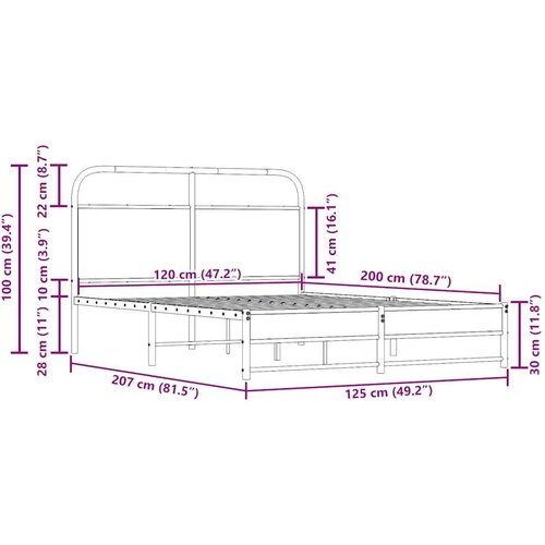 vidaXL Okvir kreveta bez madraca dimljena boja hrasta 120x200cm drveni Cene