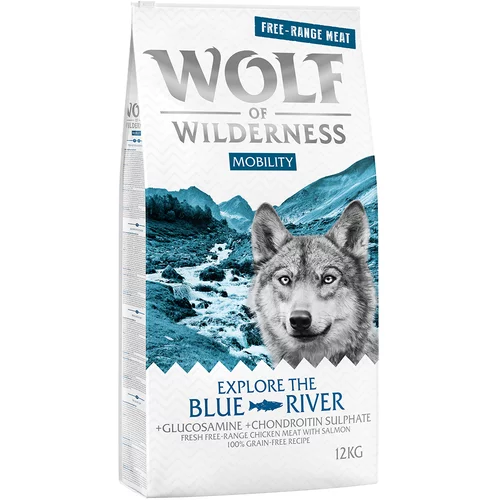 Wolf of Wilderness "Explore The Blue River" Mobility - piščanec & losos - Varčno pakiranje: 2 x 12 kg