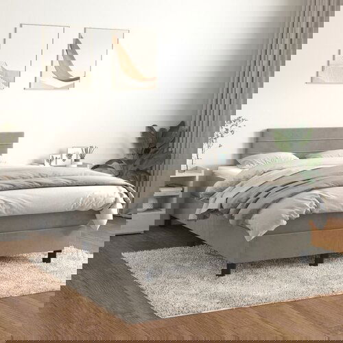 The Living Store Box spring postelja z vzmetnico svetlo siva 120x200 cm žamet - Box Spring Postelja, (21491296) Slike