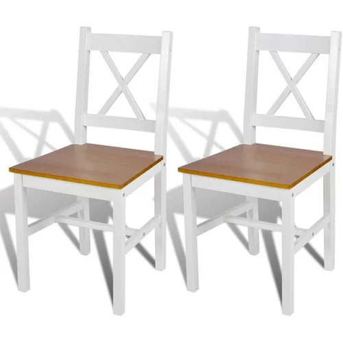  Jedilni stoli 2 kosa beli iz borovine
