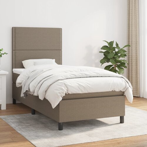 VidaXL Krevet s oprugama i madracem smeđesivi 80x200 cm od tkanine Slike