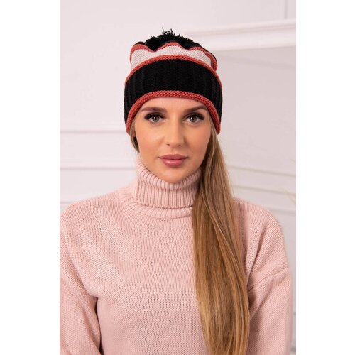 Kesi Kinga K297 Women&amp;#039;s Cap Black + Dark Pink + Beige Slike