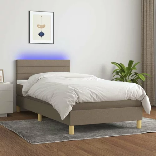  Box spring postelja z vzmetnico LED taupe 80x200 cm blago, (20790096)