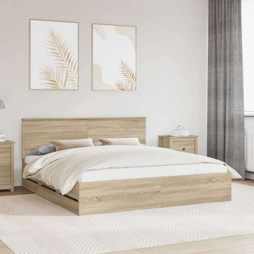  Okvir za krevet s ladicama Sonoma hrast 200 x 200 cm - sonoma hrast 200 x 200 cm Cene