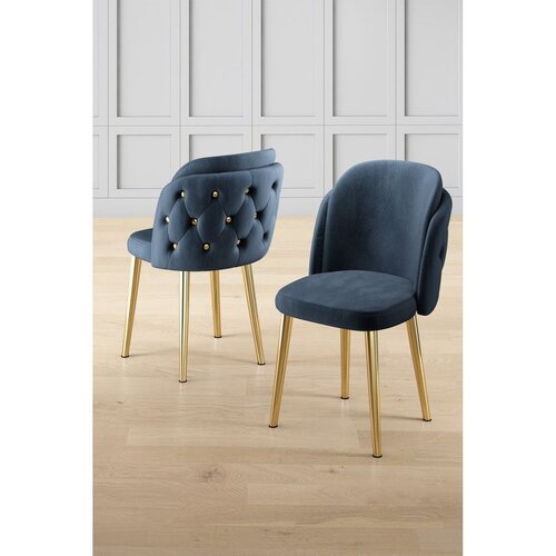 Hanah home set trpezarijskih stolica Axle 8 kom, antracit tkanina Babyface, zlatne metalne noge Cene
