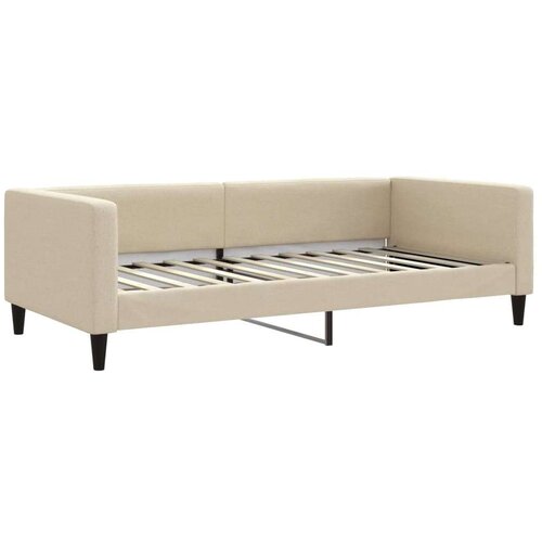  Dnevni krevet na razvlačenje s ladicama krem 100x200 cm tkanina Slike