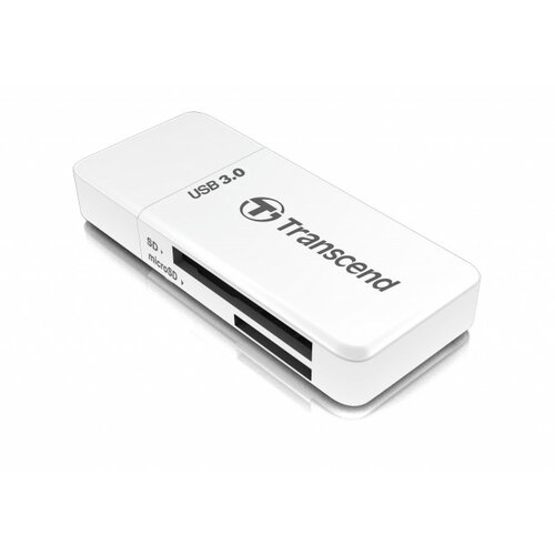 Transcend Card reader, Mini F5, USB3.0, SD/MicroSD SDHC/SDXC/UHS-I, White Cene