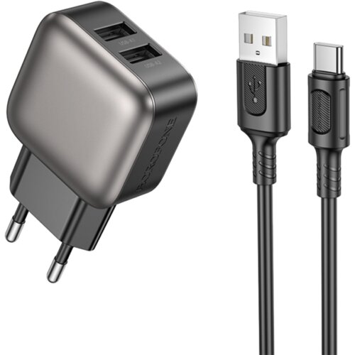  USB punjač sa kablom 1m USB to Type-C BOROFONE BAS51A Absolute dual-port charger set Type-C black Cijene