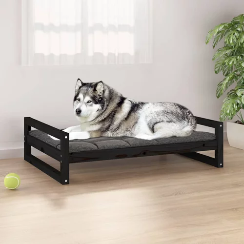 Krevet za pse crni 105,5x75,5x28 cm od masivne borovine