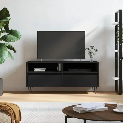 vidaXL TV omarica črna 100x34,5x44,5 cm konstruiran les