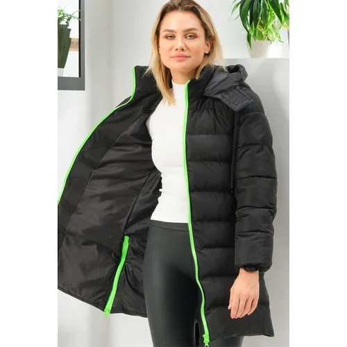 Dewberry Z6780 WOMEN'S COAT-BLACK-GREEN