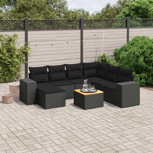vidaXL 8-dijelni set vrtnih sofa od poliratana s jastucima crni Cijene