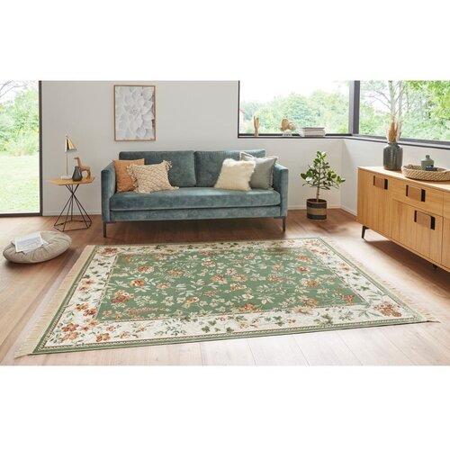 Nouristan Zelena/kremno bela viskozna preproga 160x230 cm Oriental &amp;ndash; Slike