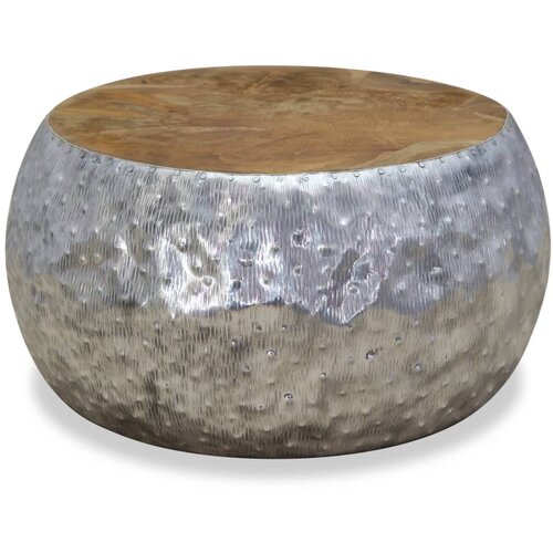 Stolić za Kavu od Aluminija i Tikovine 60x60x30 cm Slike