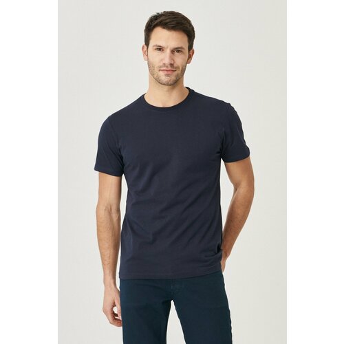 AC&Co / Altınyıldız Classics Men's Navy Blue 100% Cotton Slim Fit Slim Fit Crewneck Short Sleeved T-Shirt. Slike