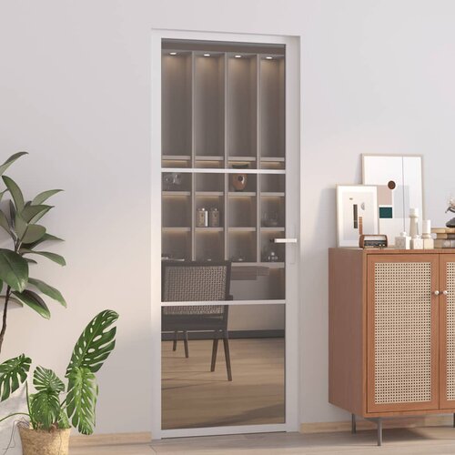 VidaXL Unutarnja vrata 76 x 201,5 cm Bijela od ESG stakla i aluminija Slike