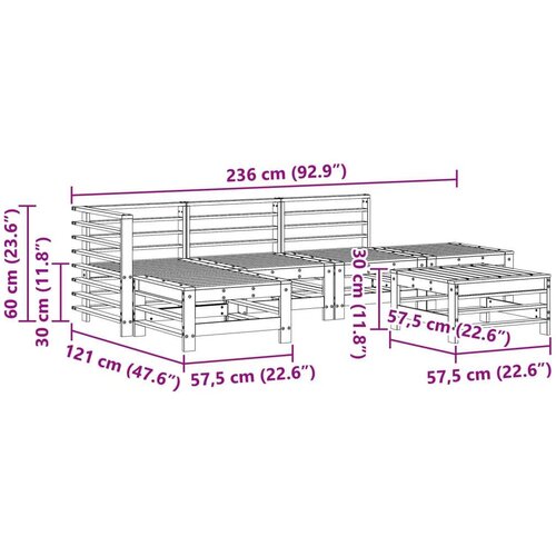  Set lounge namje&amp;scaron;taja za vrt 5 pcs Vosak Smeđa Masivna borovina - Vo&amp;scaron;tano smeđa Slike