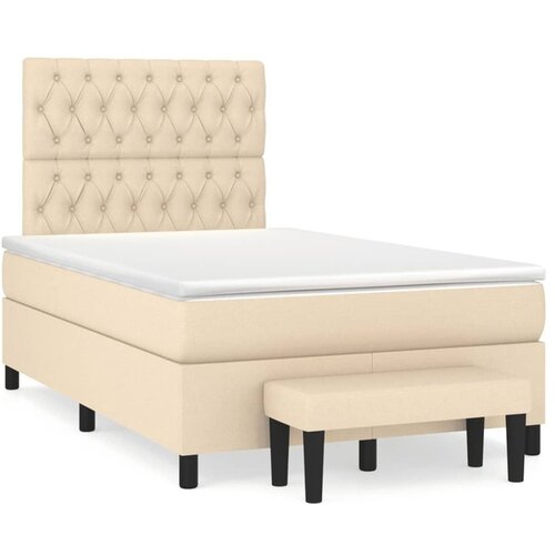 vidaXL Box spring postelja z vzmetnico krem 120x190 cm blago Cene