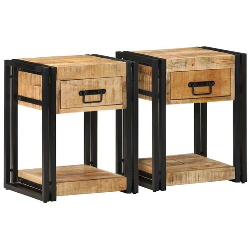 VidaXL Nočne omarice 2 kosa 40x35x50 cm Masivni neobdelan les Mango Slike