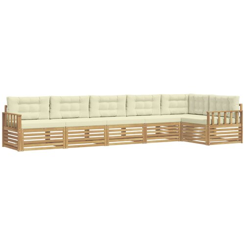 vidaXL Zunanja garnitura za sedenje 6 pcs Bela in krem Poliester, (5000280512) Cene