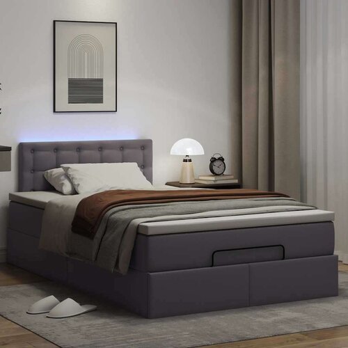 vidaXL otomanski okvir kreveta s madraca sivi 120x190cm umjetne kože Cijene
