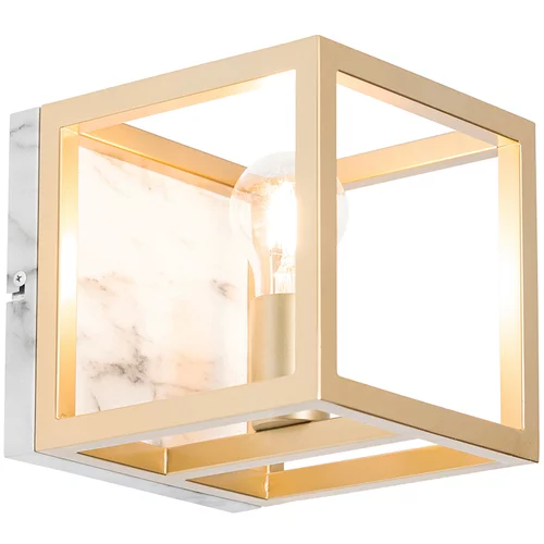QAZQA Industrijska stenska svetilka zlata z marmorjem - Cage