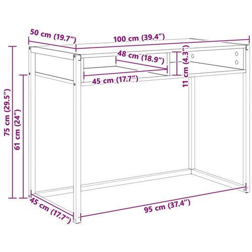  Stol s pohranom Dimni hrast 100 x 50 x 75 cm Konstruirano drvo Slike