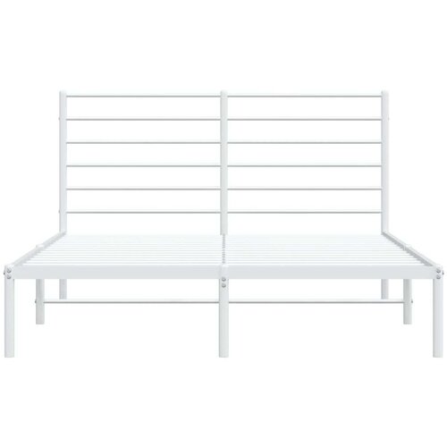 VidaXL Metalni okvir za krevet s uzglavljem bijeli 135x190 cm Slike