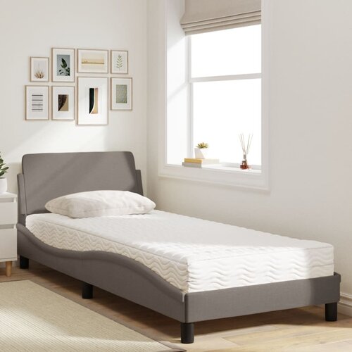 Krevet s madracem Dover smeđesivi 90x190 cm od tkanine Slike