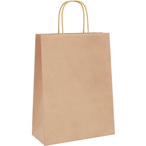  Papirnate vrećice 250 kom s ručkama smeđe 26x12x35 cm Slike