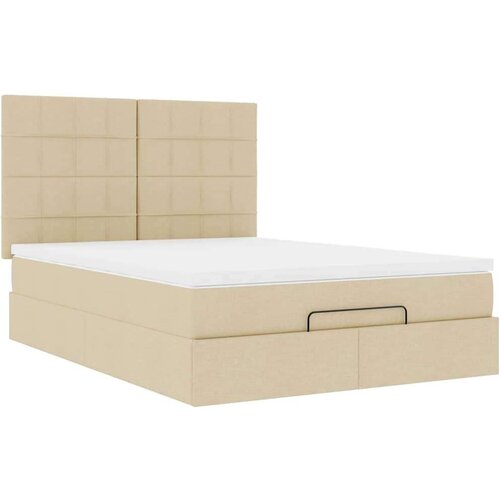 VidaXL otomanski okvir kreveta s madraca krem 140x200cm od tkanine Slike