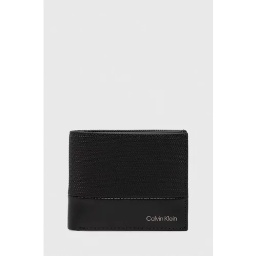Calvin Klein Usnjena denarnica moška, črna barva, K50K512423