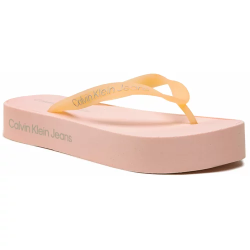 Calvin Klein Jeans Japonke Beach Sandal Flatform Logo YW0YW01092 Peach Blush/Oyster Mushroom TLL