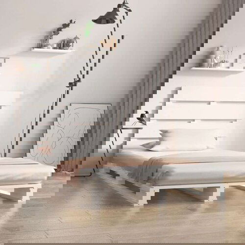  Posteljni okvir bel 100x200 cm trdna borovina, (20724657) Slike