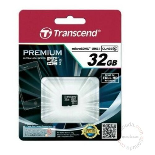 Transcend Micro SD 32GB, SDXC Class10, UHS-I, 90/25 MB/s, TS32GUSDCU1 memorijska kartica Slike
