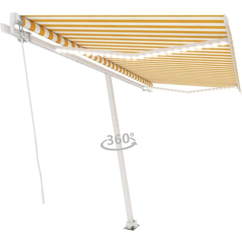  Tenda na ručno uvlačenje s LED svjetlima 450x300 cm žuto-bijela Cijene