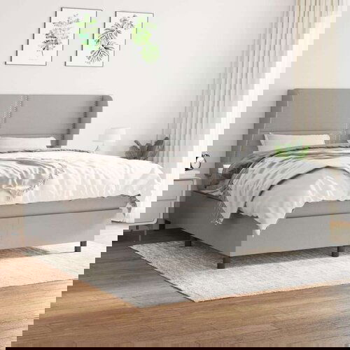  Box spring postelja z vzmetnico svetlo siva 160x200 cm žamet, (20884416) Cene
