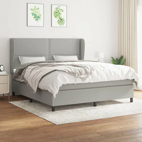  Box spring postelja z vzmetnico svetlo siva 160x200 cm žamet, (20884416)