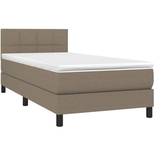  Krevet box spring s madracem LED smeđesivi 90x200 cm tkanina Slike
