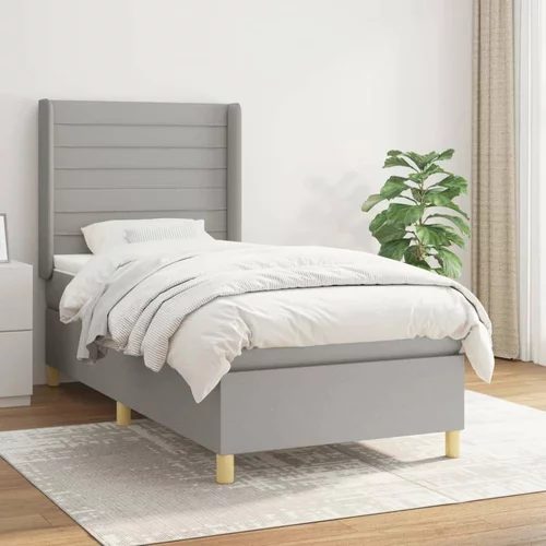 Box spring postelja z vzmetnico svetlo siva 90x190 cm blago, (20896836)