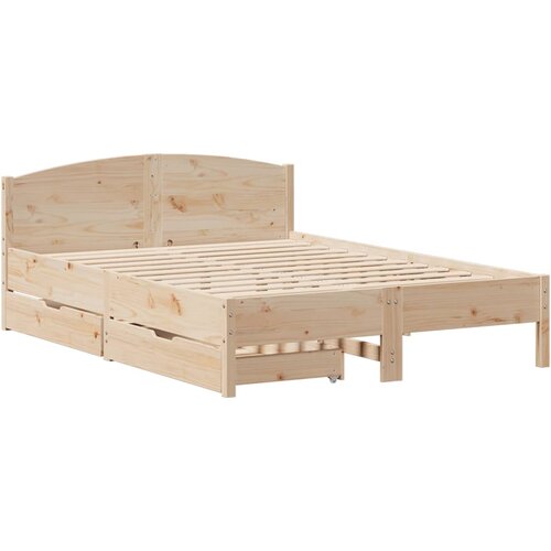 vidaXL Posteljni okvir z vzglavjem 135x190 cm trdna borovina, (21322355) Cene