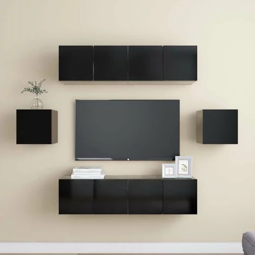  Komplet TV omaric 6-delni črna iverna plošča, (20731631)